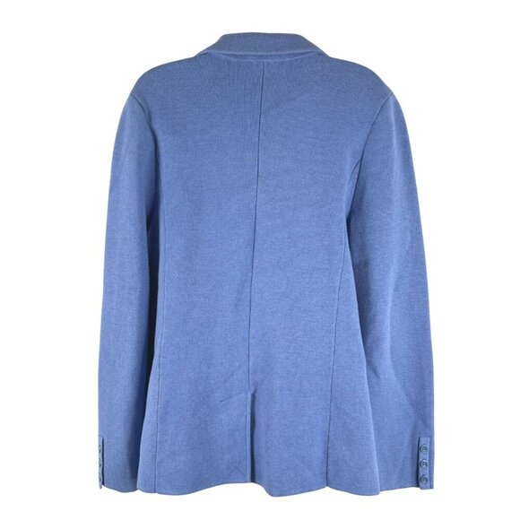 Talbots Sweater Blazer Jacket Large Blue Solid Cotton Blend Academia NWT CJ-1925 - Picture 6 of 10